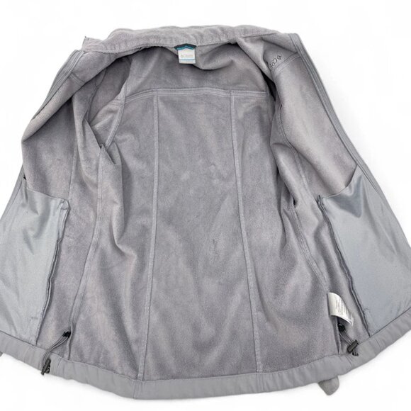 Columbia Gray Soft Shell Fleece Lined  Zip Up Jacket Women's Large L - Picture 9 of 9